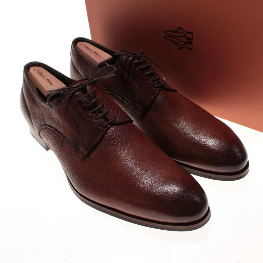 Di Bianco NWD Lace Up Derby Dress Shoes Size 46 (US 13) in Brown Leather
